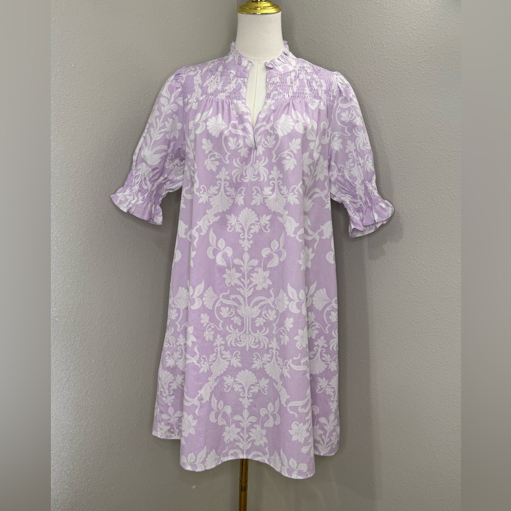 Sugarlips Lavender Floral Dress Medium NWT Smocked Puff Sleeve Spring